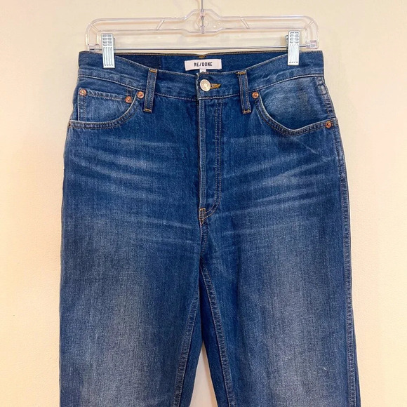 Re/Done 90s High Rise Loose Distressed High Waist Blue Designer Denim Jeans 27 - Picture 5 of 12